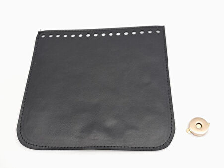 Çanta Aksesuar Siyah Renk Suni Deri 16.5X16 Cm Çanta Kapağı Light Gold Metalli