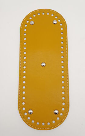 Çanta Aksesuar Suni Deri Hardal Renk 30X12 cm Oval Çanta Tabanı (Gümüş Aparatlı)