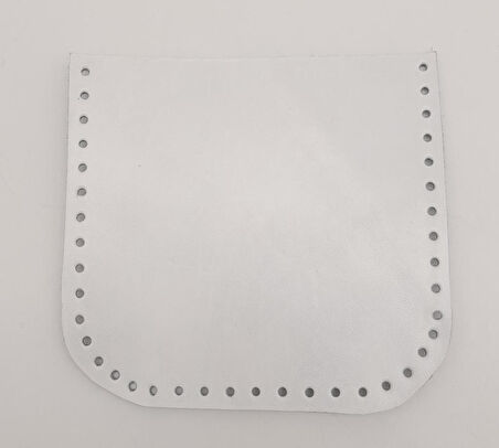 Çanta Aksesuar Beyaz Gerçek Deri 12x12 cm Oval Kenar Cep