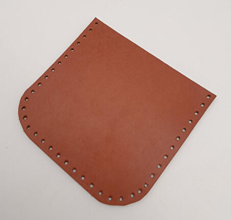 Çanta Aksesuar Taba Gerçek Deri 12x12 cm Oval Kenar Cep