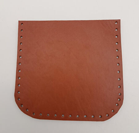 Çanta Aksesuar Taba Gerçek Deri 12x12 cm Oval Kenar Cep