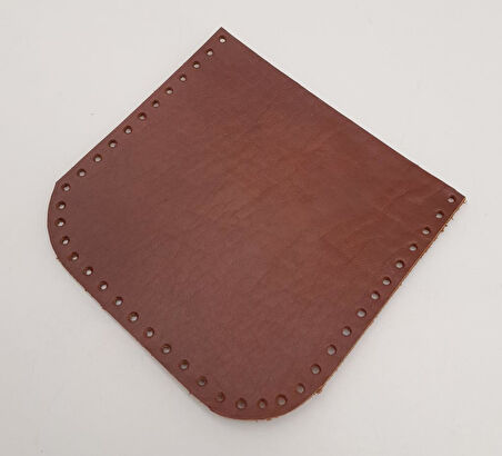 Çanta Aksesuar Kızıl Kahve Gerçek Deri 12x12 cm Oval Kenar Cep