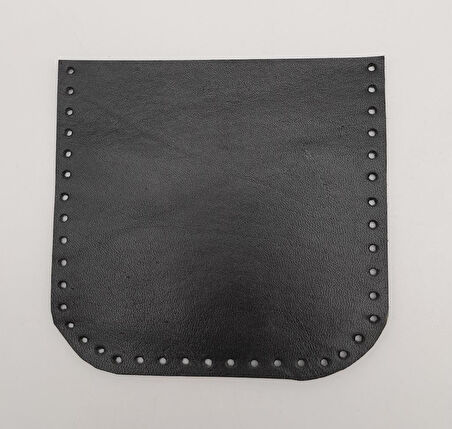Çanta Aksesuar Siyah Gerçek Deri 12x12 cm Oval Kenar Cep