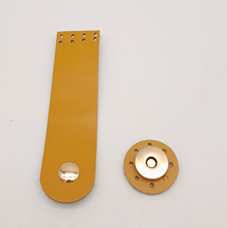 Çanta Aksesuar 11x3 cm Hardal Gerçek Deri Düz Çanta Kapağı Light Gold Metalli