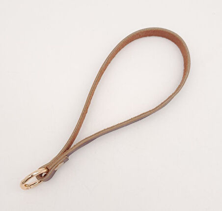 Çanta Aksesuar Gerçek Deri Kızıl Kahve Halkalı Elcik Light Gold Metalli