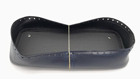 Çanta Aksesuar Lacivert Suni Deri 28x13 cm Yüksek Çanta Tabanı Gümüş Metalli