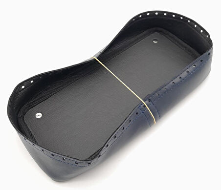 Çanta Aksesuar Lacivert Suni Deri 28x13 cm Yüksek Çanta Tabanı Gümüş Metalli