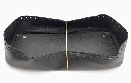 Çanta Aksesuar Siyah Suni Deri 28x13 cm Yüksek Çanta Tabanı Gümüş Metalli