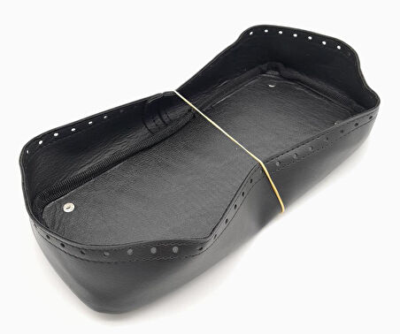Çanta Aksesuar Siyah Suni Deri 28x13 cm Yüksek Çanta Tabanı Gümüş Metalli