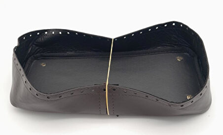 Çanta Aksesuar Koyu Kahverengi Suni Deri 28x13 cm Yüksek Çanta Tabanı Light Gold Metalli