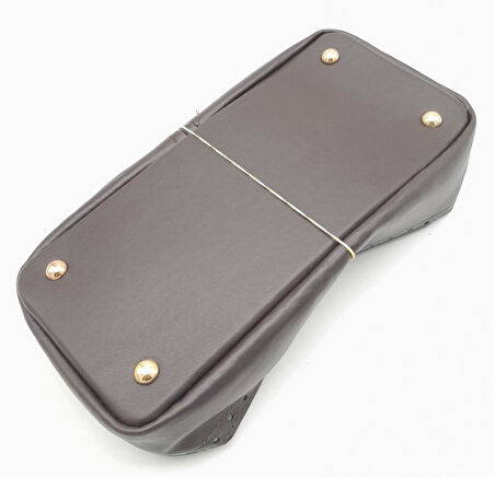 Çanta Aksesuar Koyu Kahverengi Suni Deri 28x13 cm Yüksek Çanta Tabanı Light Gold Metalli