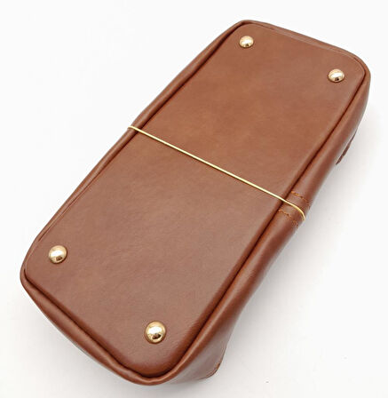 Çanta Aksesuar Taba Suni Deri 28x13 cm Yüksek Çanta Tabanı Light Gold Metalli