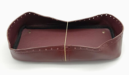 Çanta Aksesuar Bordo Suni Deri 28x13 cm Yüksek Çanta Tabanı Light Gold Metalli