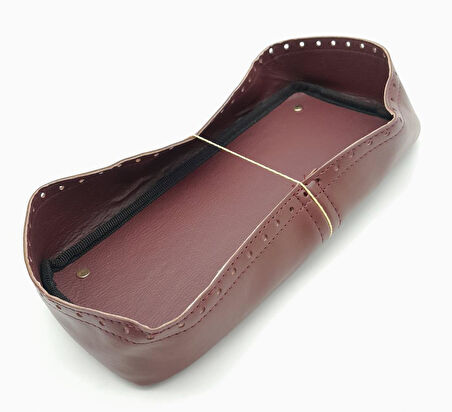 Çanta Aksesuar Bordo Suni Deri 28x13 cm Yüksek Çanta Tabanı Light Gold Metalli