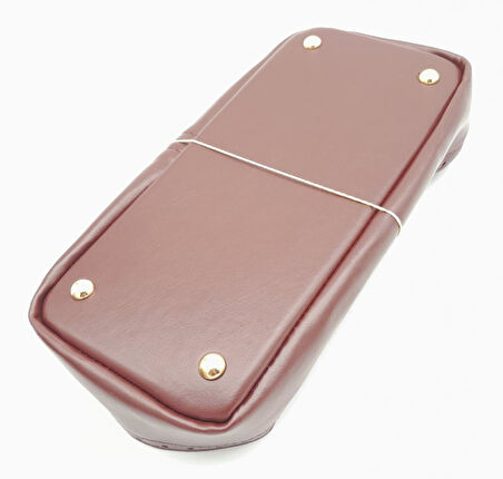 Çanta Aksesuar Bordo Suni Deri 28x13 cm Yüksek Çanta Tabanı Light Gold Metalli