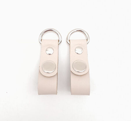 Çanta Aksesuar Krem Gerçek Deri Çıtçıtlı Sapucu Böce Gümüş Metalli