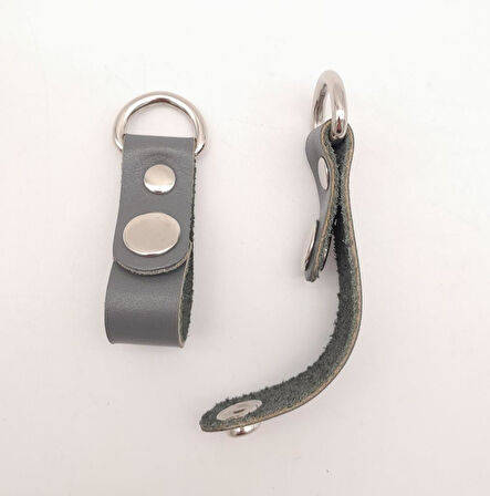 Çanta Aksesuar Gri Gerçek Deri Çıtçıtlı Sapucu Böce Gümüş Metalli