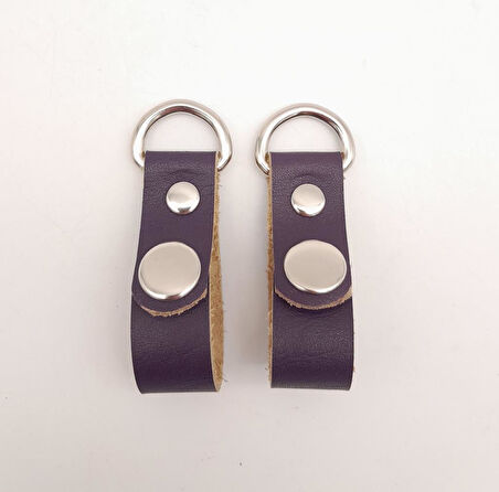 Çanta Aksesuar Mor Gerçek Deri Çıtçıtlı Sapucu Böce Gümüş Metalli