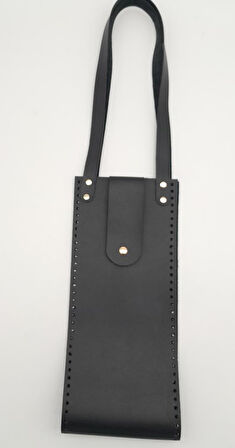 Çanta Aksesuar Suni Deri Kova Model Siyah Renk Çanta Deri Seti Light Gold Metal