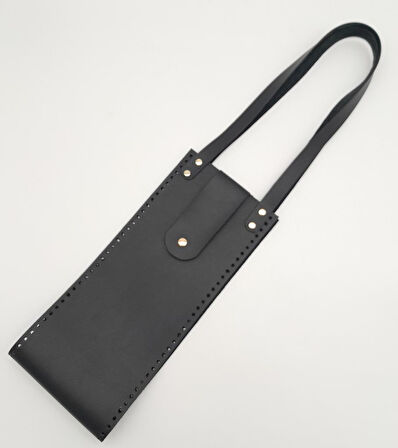 Çanta Aksesuar Suni Deri Kova Model Siyah Renk Çanta Deri Seti Light Gold Metal