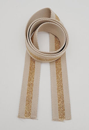 Nusrat Bilişim Çanta Aksesuar 4 Cm Bej Renk Simli Polyester Kolon 2 Metre