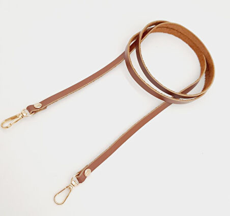 Çanta Aksesuar Gerçek Deri Spagetti Model Sütlü Kahve Light Gold Metal Çanta Sapı