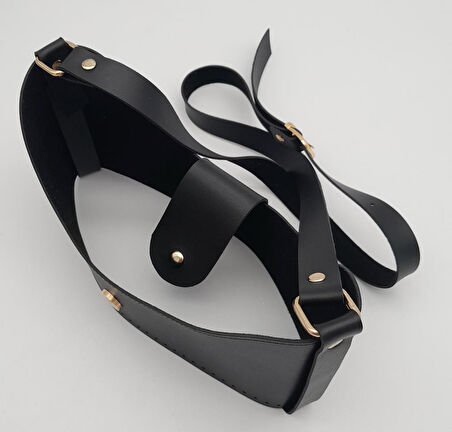 Çanta Aksesuar Siyah Suni Deri 120x2 cm Çanta Saplı Deri Seti Light Gold Metalli