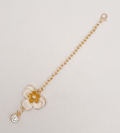 Çanta Aksesuar Light Gold Hardal Renk Çiçekli Sarkaç Süs