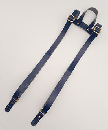 Çanta Aksesuar Gerçek Deri Lacivert Renk Sırt Çanta Sapı Light Gold Metalli