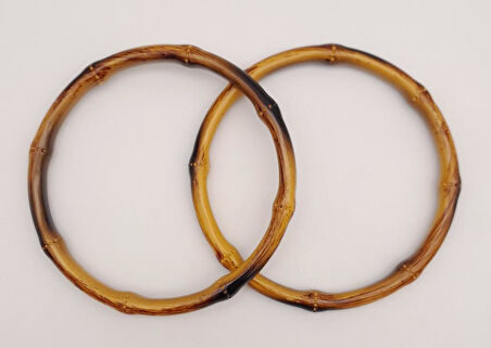 Nusrat Bilişim Çanta Aksesuar Bambu Görünümlü 13 cm Çapında Plastik Çift Sap