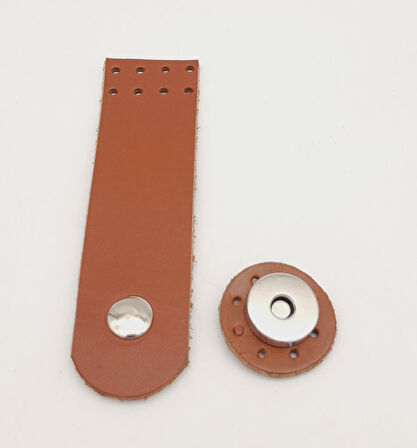 Çanta Aksesuar 11x3 cm Taba Gerçek Deri Düz Çanta Kapağı Gümüş Metalli