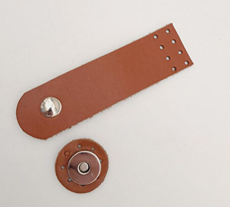 Çanta Aksesuar 11x3 cm Taba Gerçek Deri Düz Çanta Kapağı Gümüş Metalli