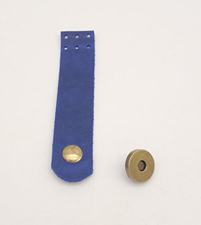 Çanta Aksesuar 11x2.3 cm Crazy Oil Saks Mavi Gerçek Deri Düz Çanta Kapağı Antik Metalli