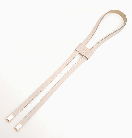 Çanta Aksesuar Krem Gerçek Deri Büzgü Light Gold Metalli