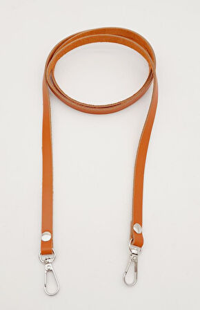 Çanta Aksesuar Gerçek Deri Spagetti Model Turuncu Taba Gümüş Metal Çanta Sapı