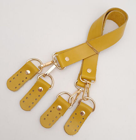 Çanta Aksesuar Gerçek Deri 55 Cm Misu Model Çift Sap Limon Küfü Renk Light Gold Metal