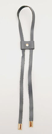 Çanta Aksesuar Gri Gerçek Deri Büzgü Light Gold Metalli