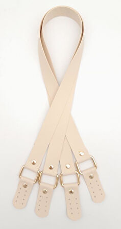 Çanta Aksesuar Karedört Model Suni Deri Krem Renk Çanta Sapı Light Gold Metal