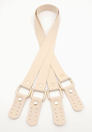 Çanta Aksesuar Karedört Model Suni Deri Krem Renk Çanta Sapı Light Gold Metal