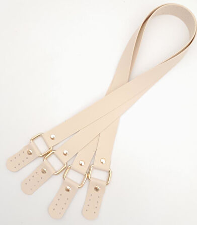 Çanta Aksesuar Karedört Model Suni Deri Krem Renk Çanta Sapı Light Gold Metal