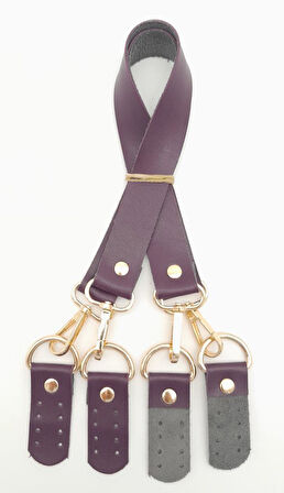 Çanta Aksesuar Suni Deri 55 Cm Misu Model Çift Sap Mor Renk Light Gold Metal