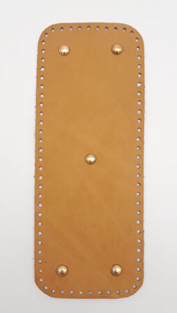 Çanta Aksesuar Gerçek Deri Açık Taba 30x12 cm Dikdörtgen Light Gold Metalli Çanta Tabanı