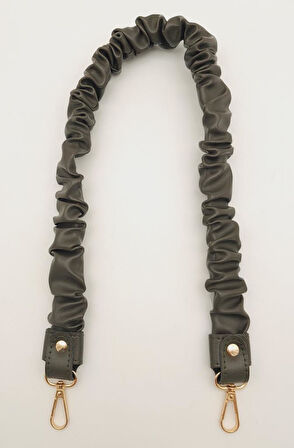 Çanta Aksesuar 70 cm Büzgü Model Suni Deri Haki Renk Çanta Sapı Light Gold Metalli