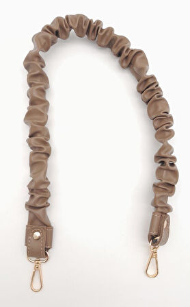 Çanta Aksesuar 70 cm Büzgü Model Suni Deri Vizon Renk Çanta Sapı Light Gold Metalli