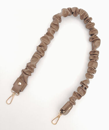 Çanta Aksesuar 70 cm Büzgü Model Suni Deri Vizon Renk Çanta Sapı Light Gold Metalli