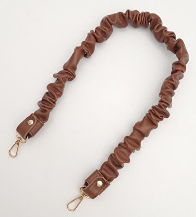 Çanta Aksesuar 70 cm Büzgü Model Suni Deri Taba Renk Çanta Sapı Light Gold Metalli