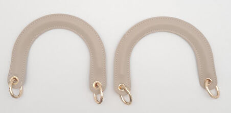 Çanta Aksesuar Yaylı Halkalı Kapsüllü Suni Deri Bej Renk Tutma Sapı Light Gold Metalli