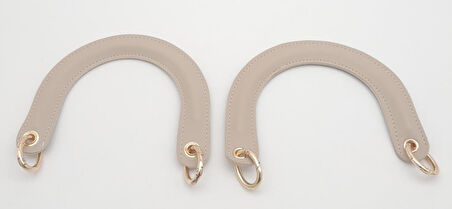 Çanta Aksesuar Yaylı Halkalı Kapsüllü Suni Deri Bej Renk Tutma Sapı Light Gold Metalli