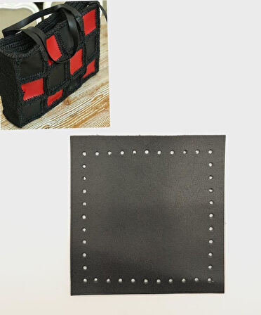 Çanta Aksesuar 10x10 cm Kare Suni Deri Siyah Renk 1 Adet