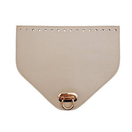 Çanta Aksesuar 22.5x18 cm Suni Deri Bej Renk Kapak Light Gold Metalli